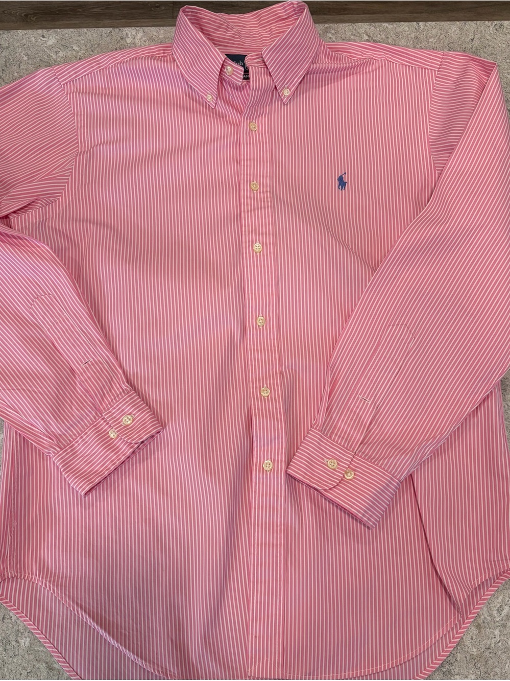 Polo by Ralph Lauren Classic Fit Pink Stripe Button-Down Shirt-16 34/35